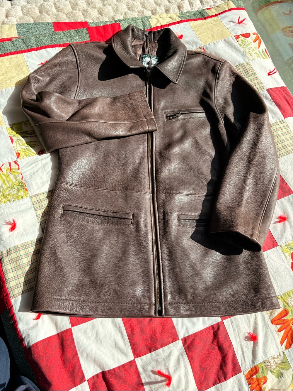 Vintage Roots Women's Brown Leather Zip-Front Jacket Xs